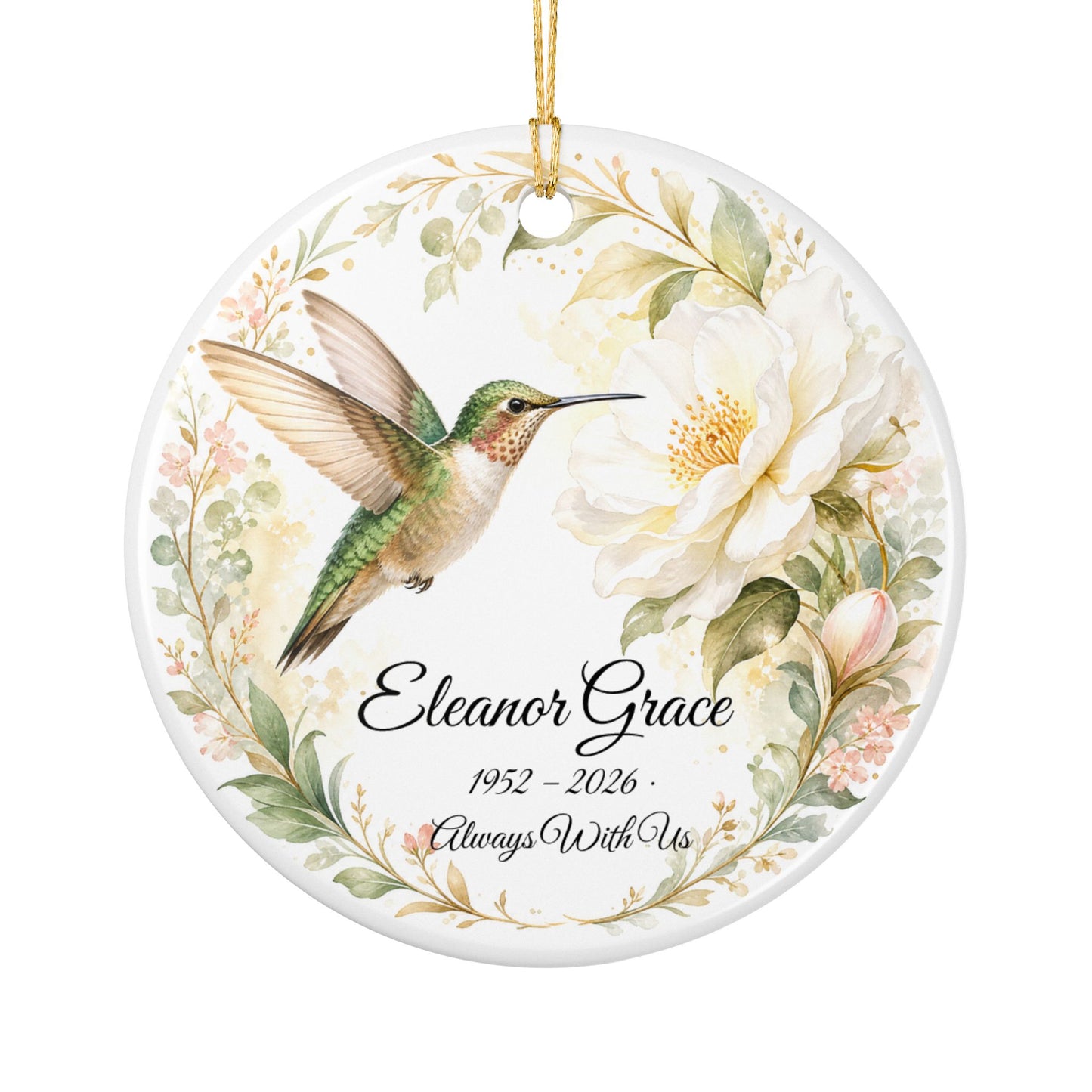 Hummingbird Memorial Ornament Personalized, Remembrance Keepsake with Name, In Loving Memory Gift, Loss of Loved One