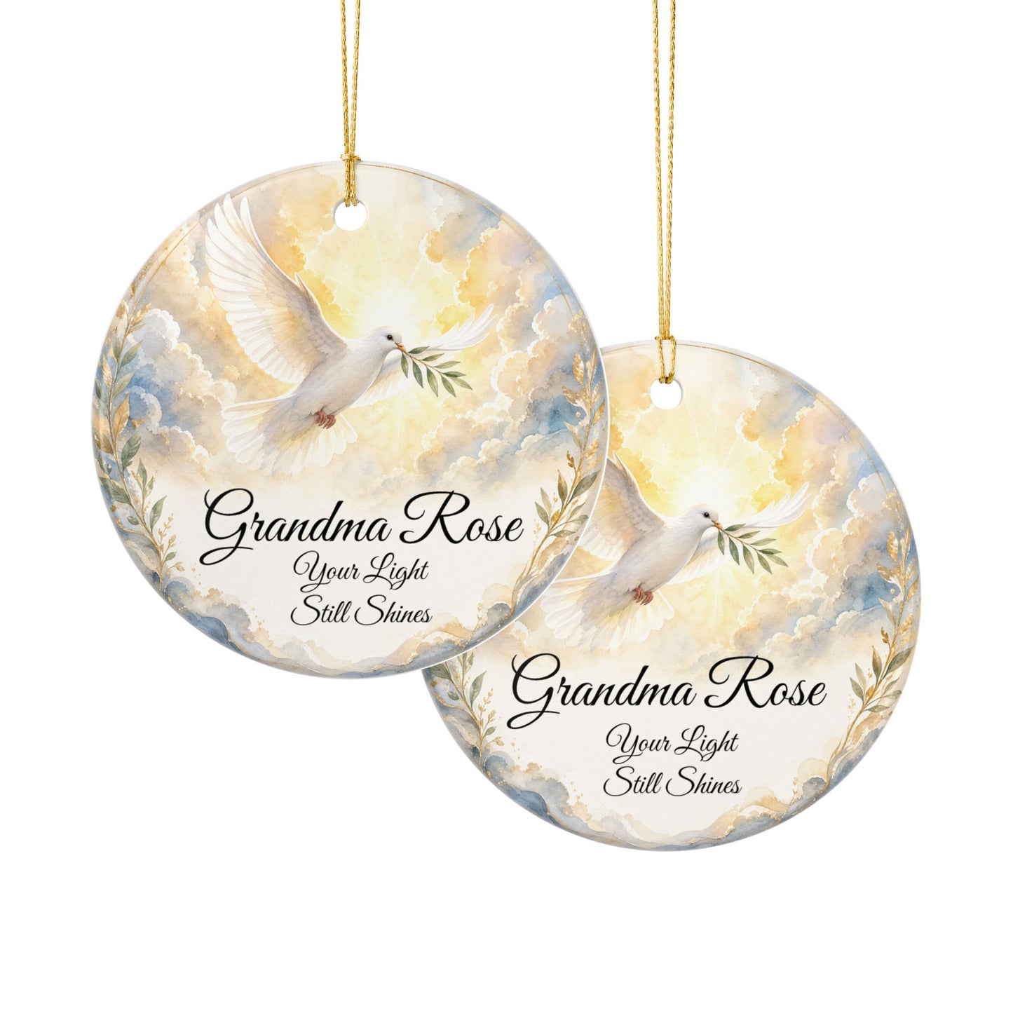 Dove Memorial Ornament Personalized with Name, Peace Remembrance Keepsake, In Loving Memory Sympathy Gift, Loss of Loved One
