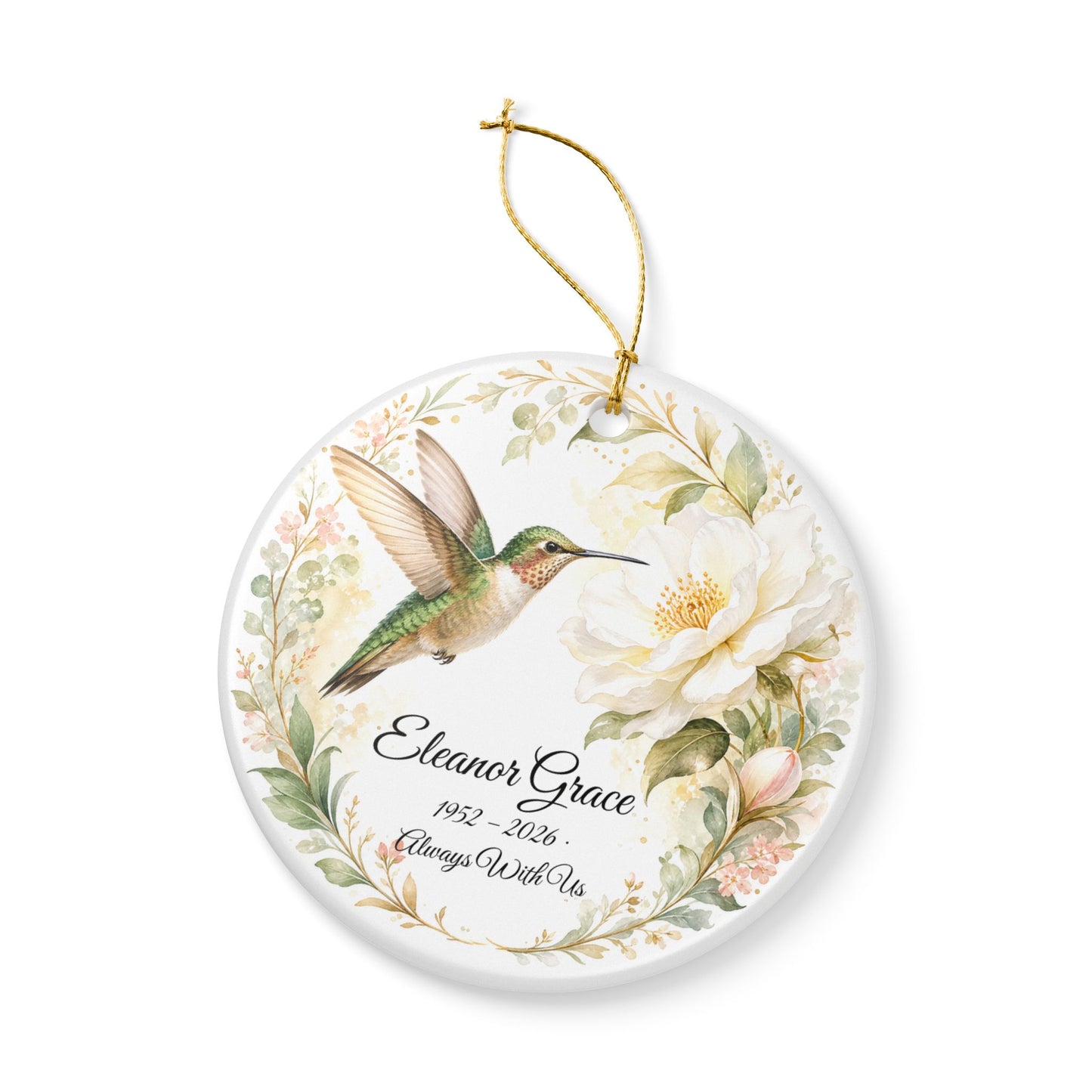 Hummingbird Memorial Ornament Personalized, Remembrance Keepsake with Name, In Loving Memory Gift, Loss of Loved One