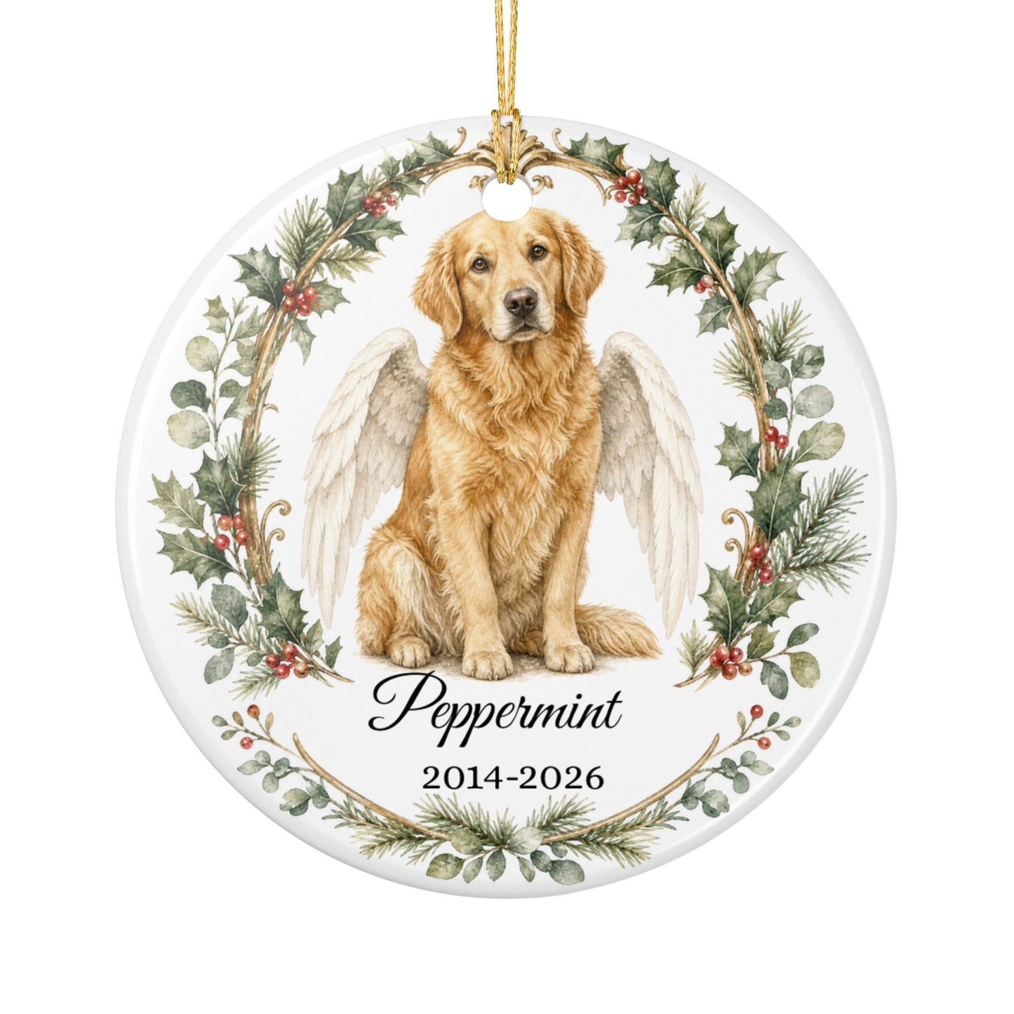 Dog Memorial Ornament Personalized with Name, Dog Angel Wings Remembrance Keepsake, Pet Loss Sympathy Gift Christmas