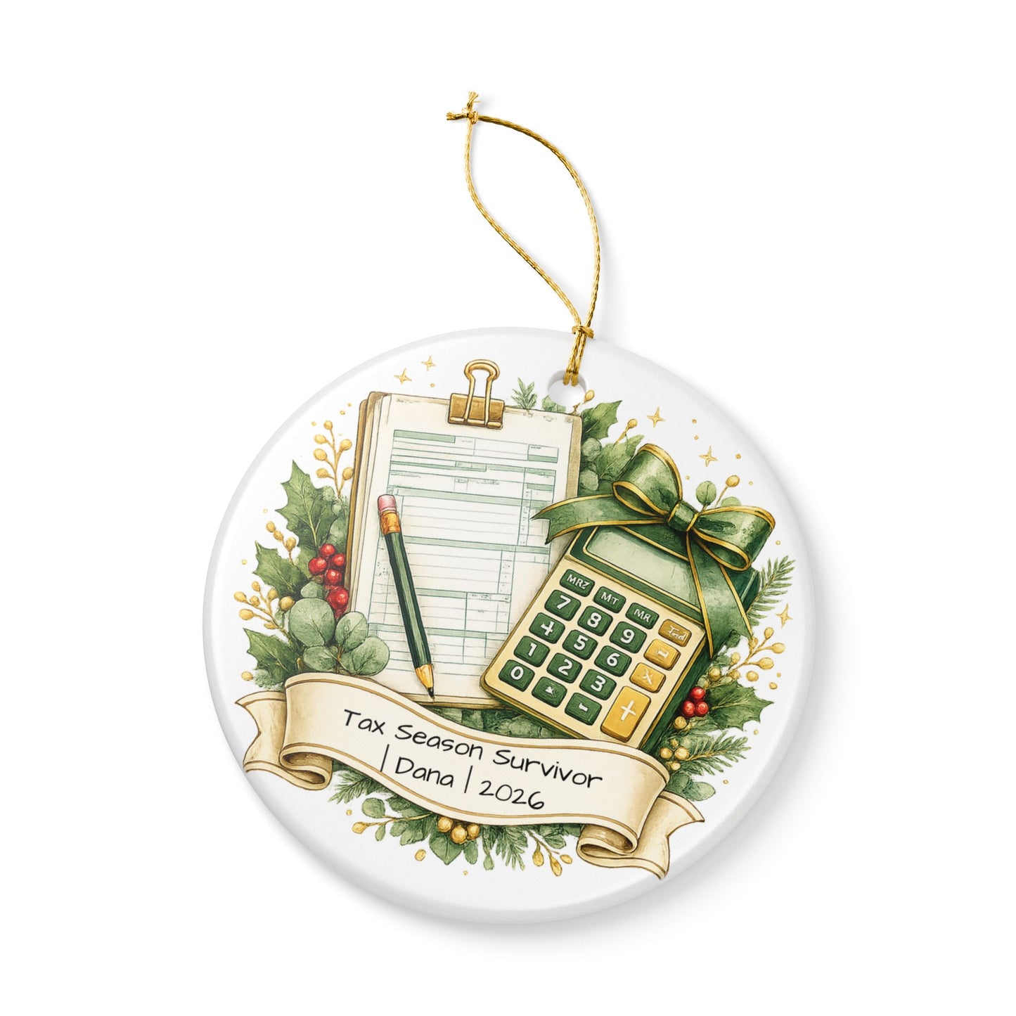 Tax Preparer Christmas Ornament Personalized with Name, Ceramic Keepsake, Tax Season Gift, Accountant Funny Gift 2026
