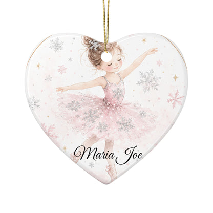 Ballet Ballerina with Snowflakes Ceramic Ornament | Two-Sided