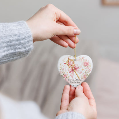 Fairy Godmother Christmas Ornament Personalized, Cute Ceramic Keepsake with Name, Whimsical Godmother Gift 2026