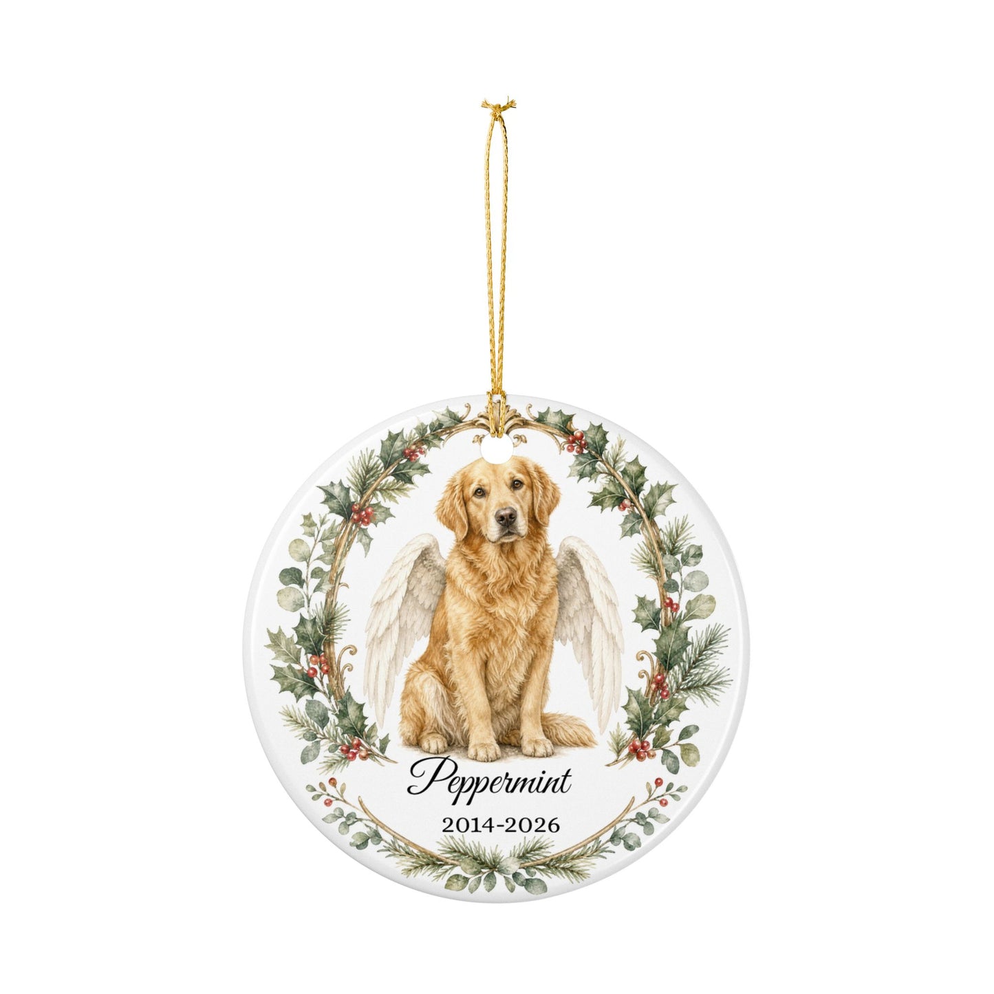 Dog Memorial Ornament Personalized with Name, Dog Angel Wings Remembrance Keepsake, Pet Loss Sympathy Gift Christmas
