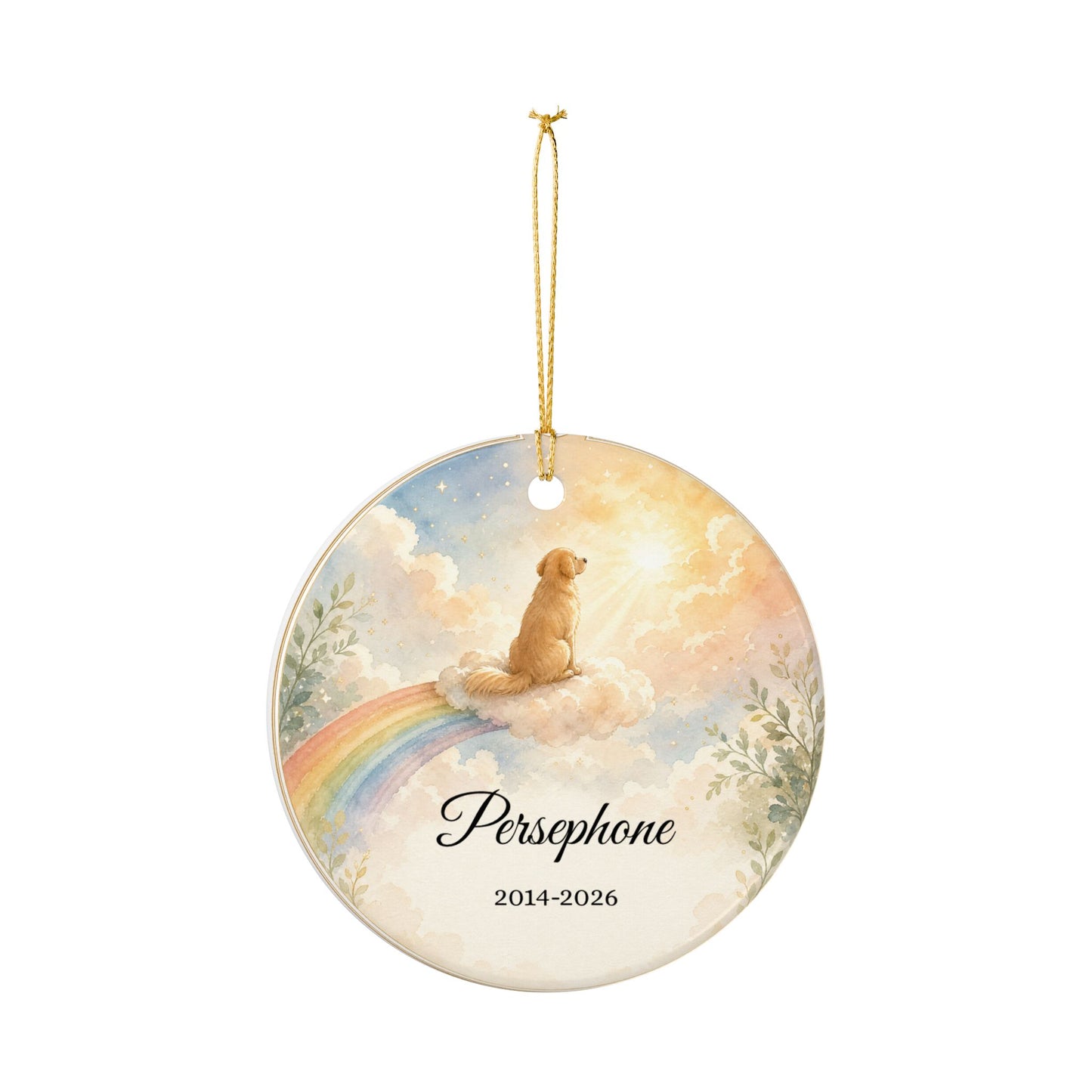 Pet Memorial Ornament Personalized, Rainbow Bridge Dog Remembrance Keepsake with Name, Loss of Dog Sympathy Gift