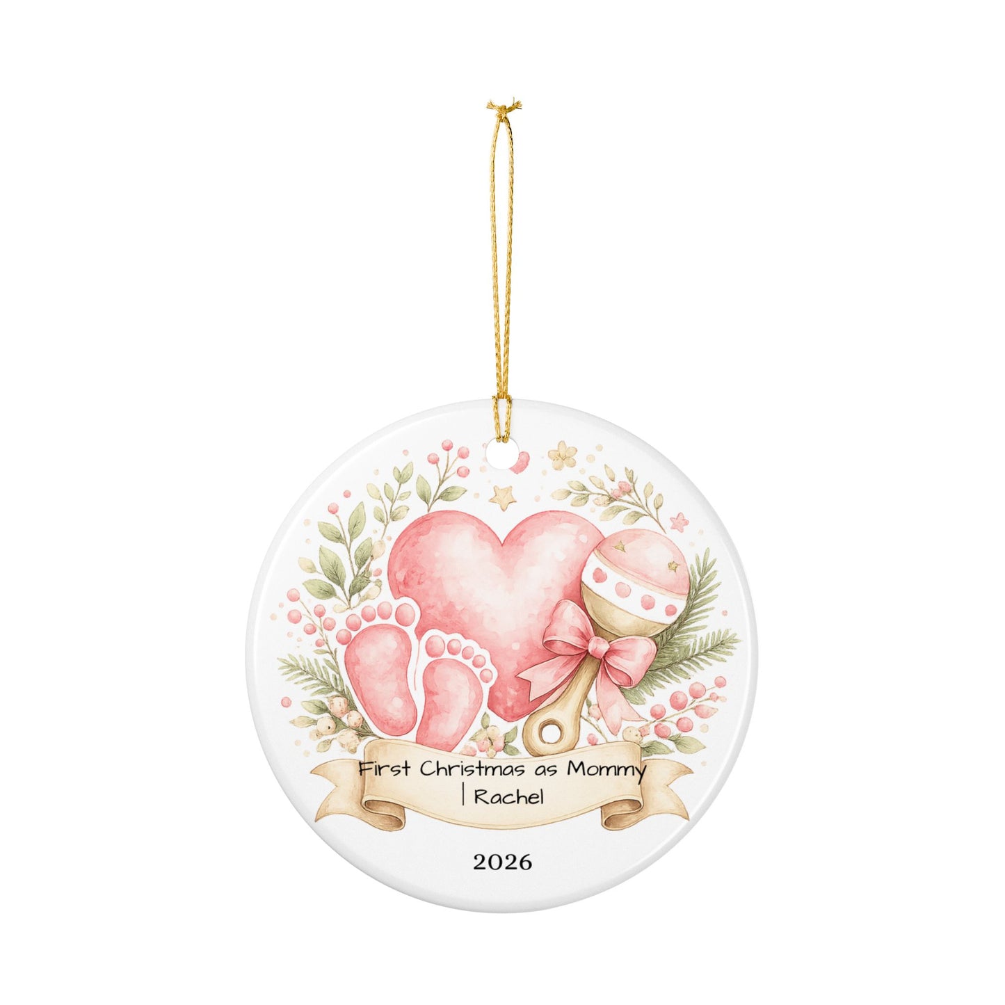 First Christmas as Mom Ornament 2026 Personalized, New Mom Ceramic Keepsake with Name, New Mom Gift, Baby Shower Gift