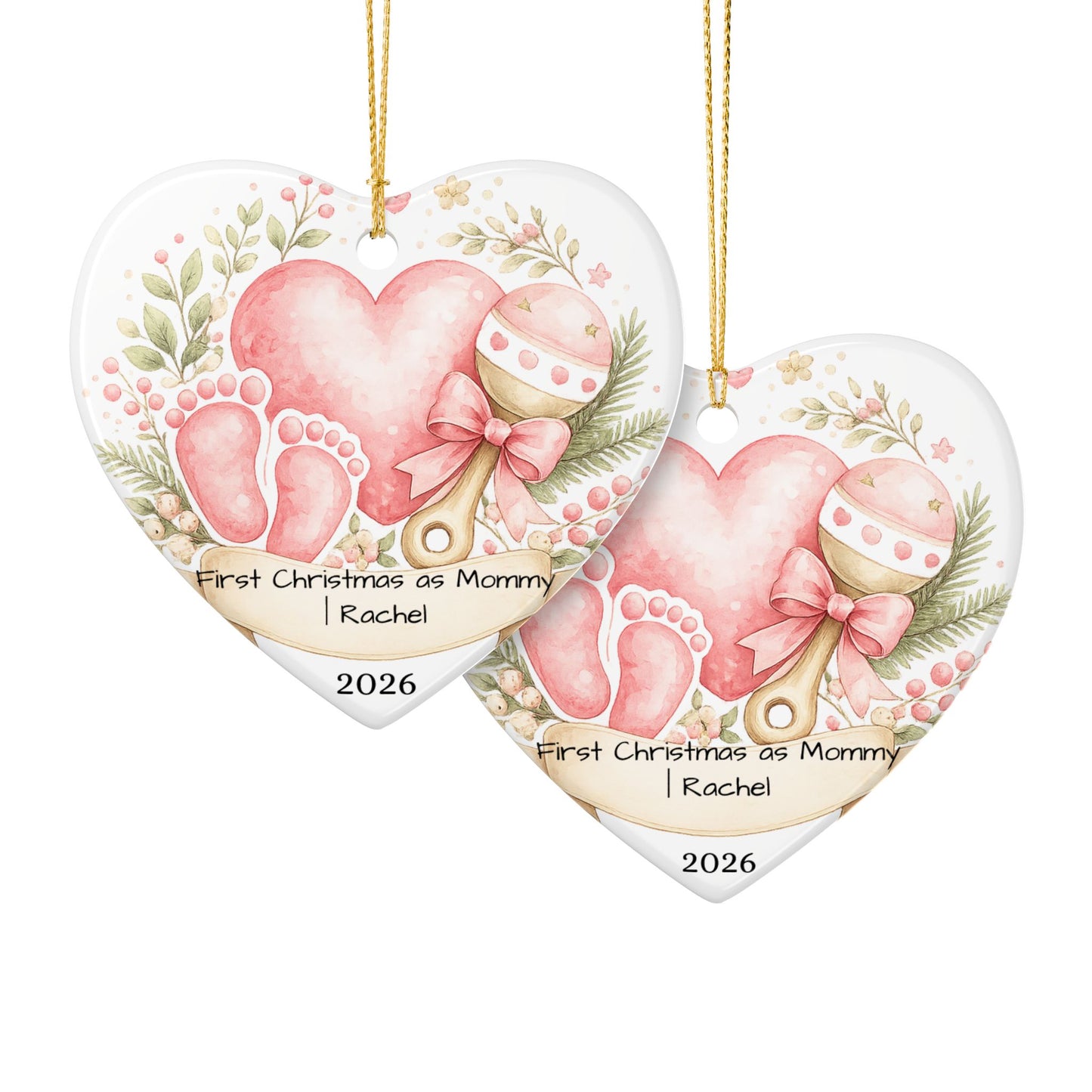 First Christmas as Mom Ornament 2026 Personalized, New Mom Ceramic Keepsake with Name, New Mom Gift, Baby Shower Gift