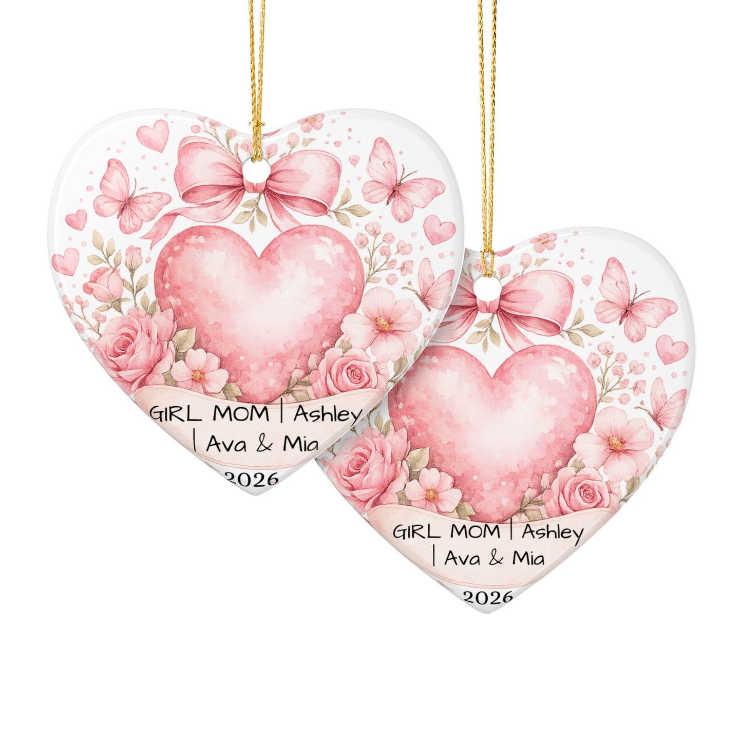 Girl Mom Christmas Ornament Personalized with Names, Ceramic Keepsake, Girl Mom Gift, Mother of Girls Gift 2026