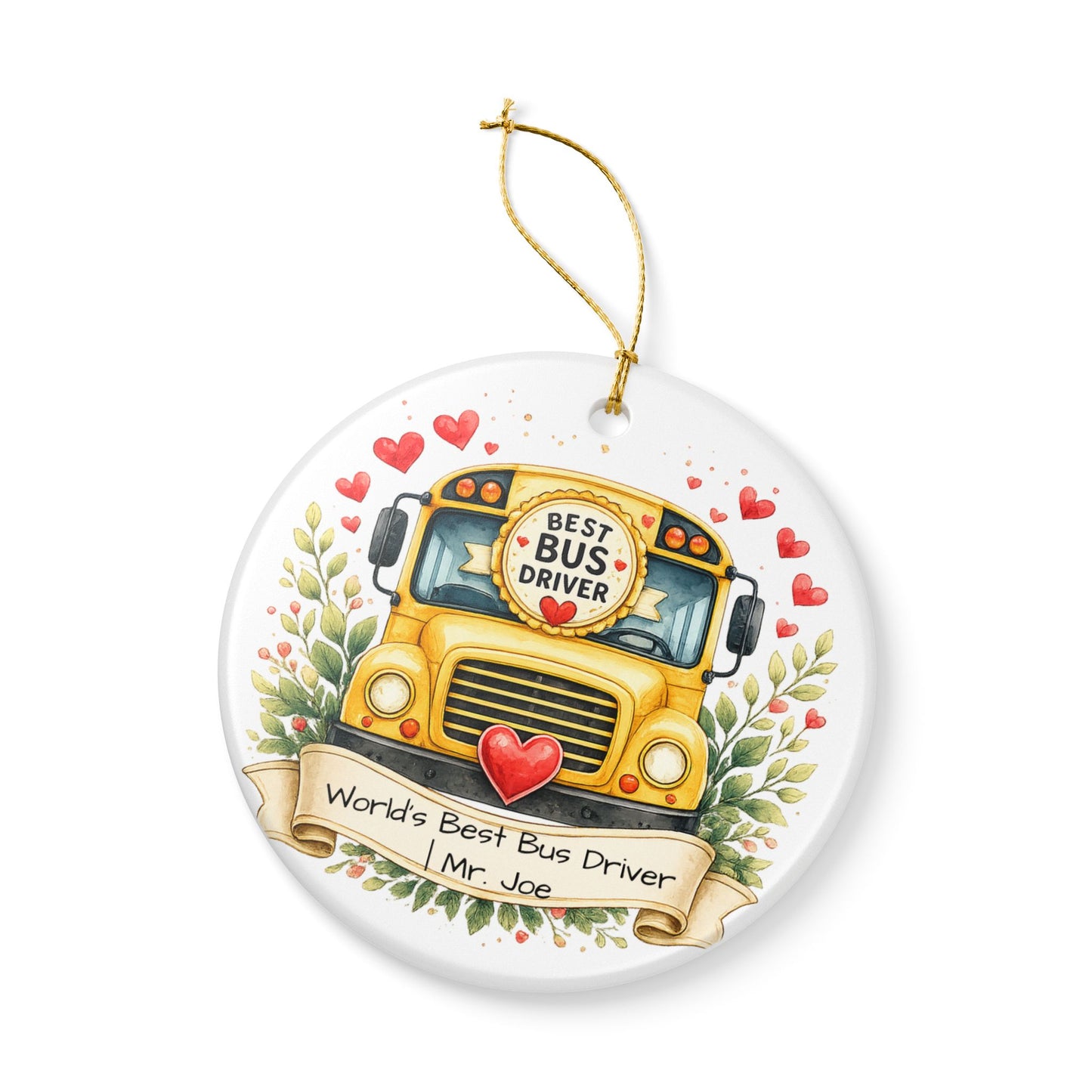 Best Bus Driver Christmas Ornament Personalized with Name, Ceramic Keepsake, Bus Driver Thank You Gift 2026