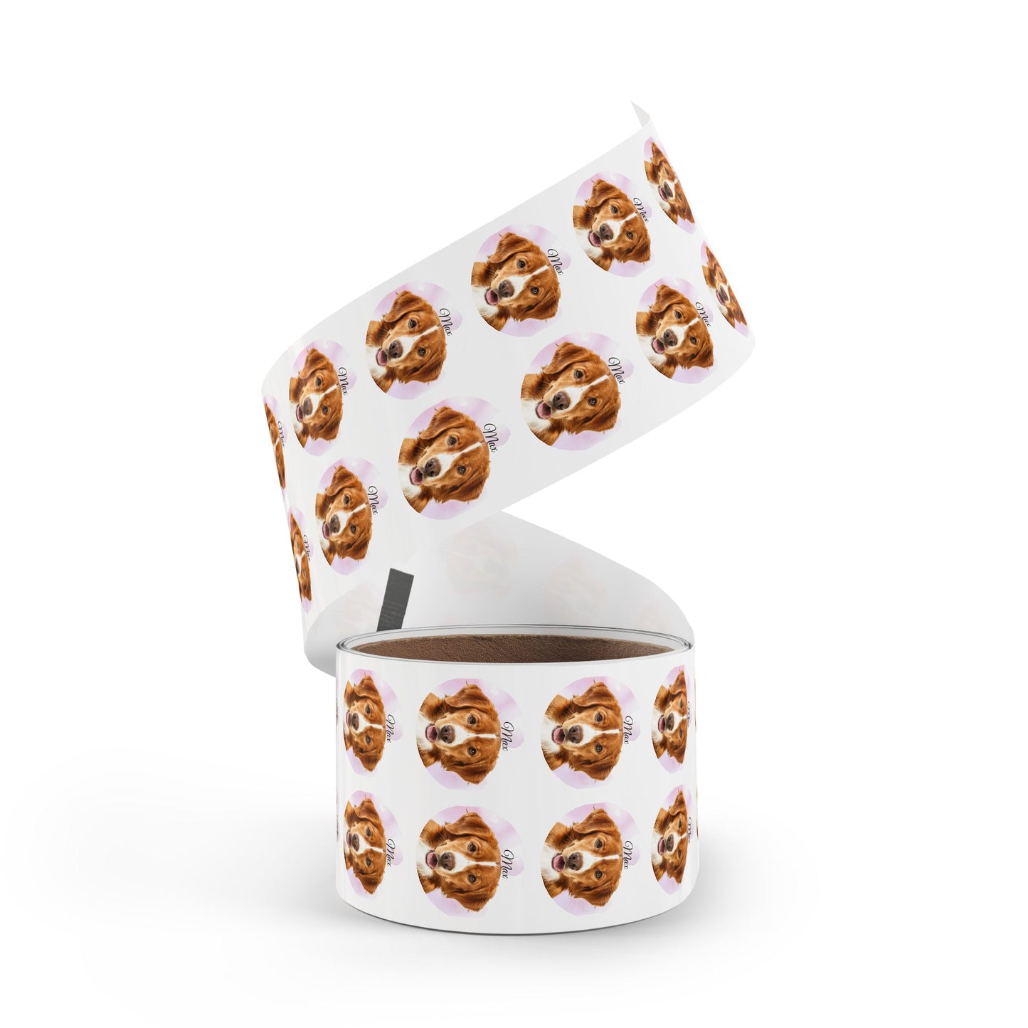 Custom Dog Face Sticker Roll round sticker labels | Personalized Pet Name