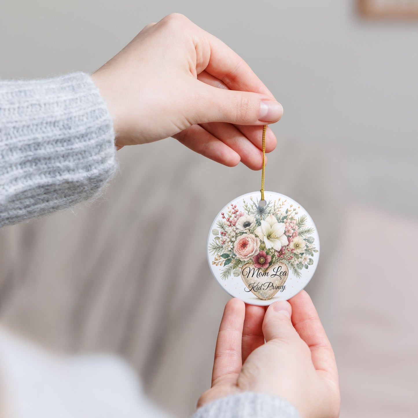 Floral Bouquet Heart Ornament | Ceramic Ornament