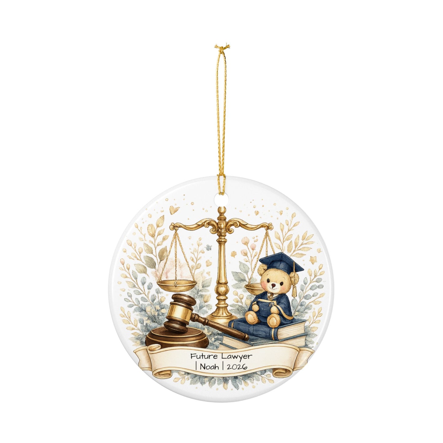 Future Lawyer Christmas Ornament Personalized with Name, Cute Ceramic Keepsake, Kids Attorney Gift, Baby Gift 2026