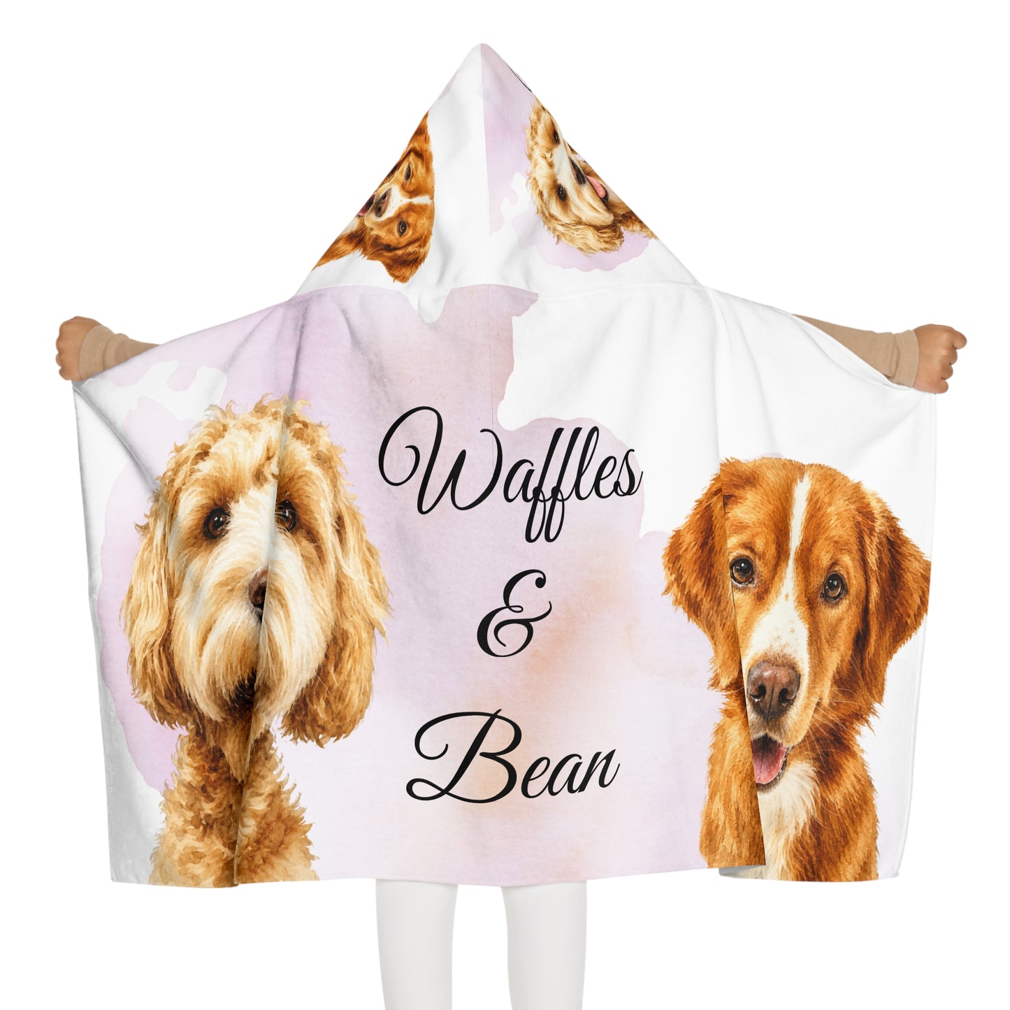 Waffles & Bean Youth Hooded Towel | Personalized Dog Portraits