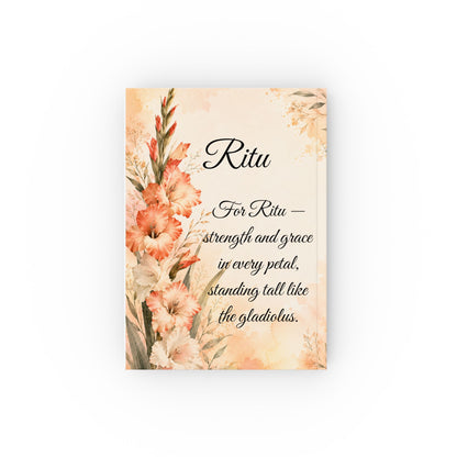 Gladiolus Birth Month Flower Journal Custom Name, August Birthday Remembrance Gift for Her, Personalized Memorial Diary