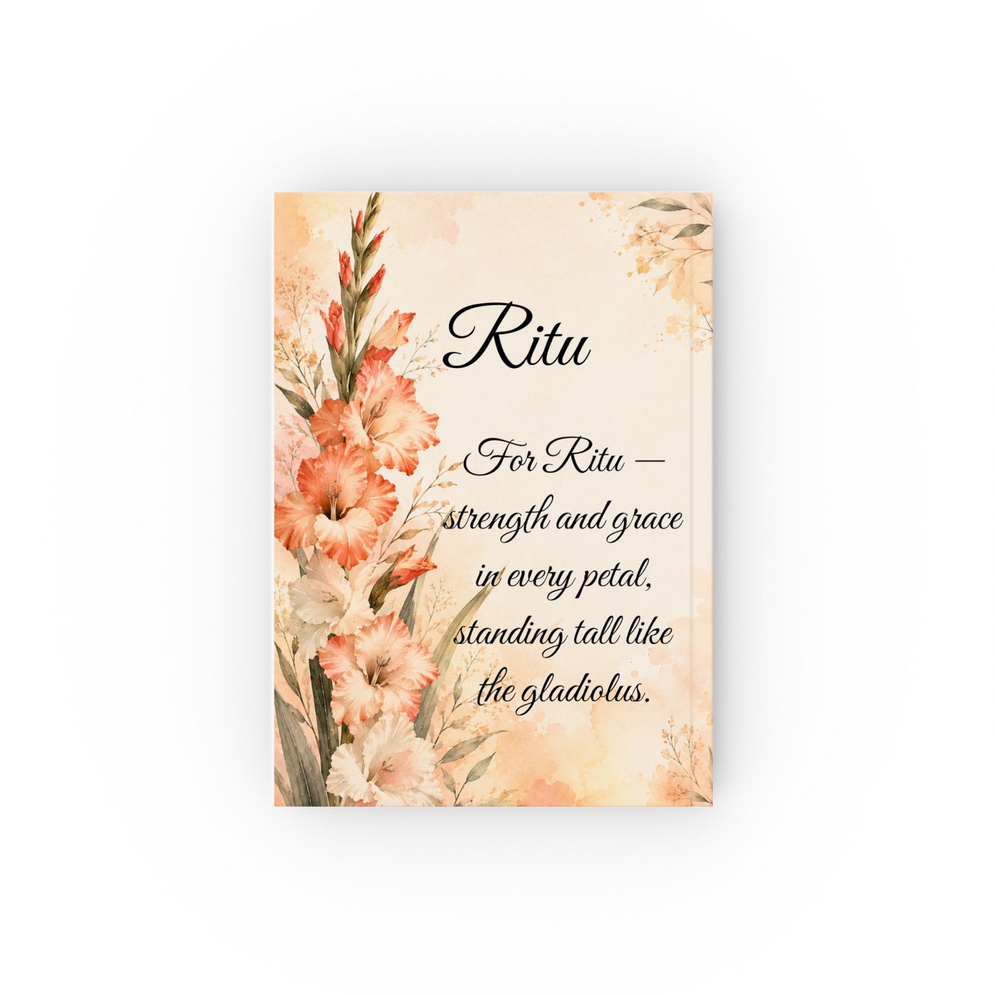 Gladiolus Birth Month Flower Journal Custom Name, August Birthday Remembrance Gift for Her, Personalized Memorial Diary