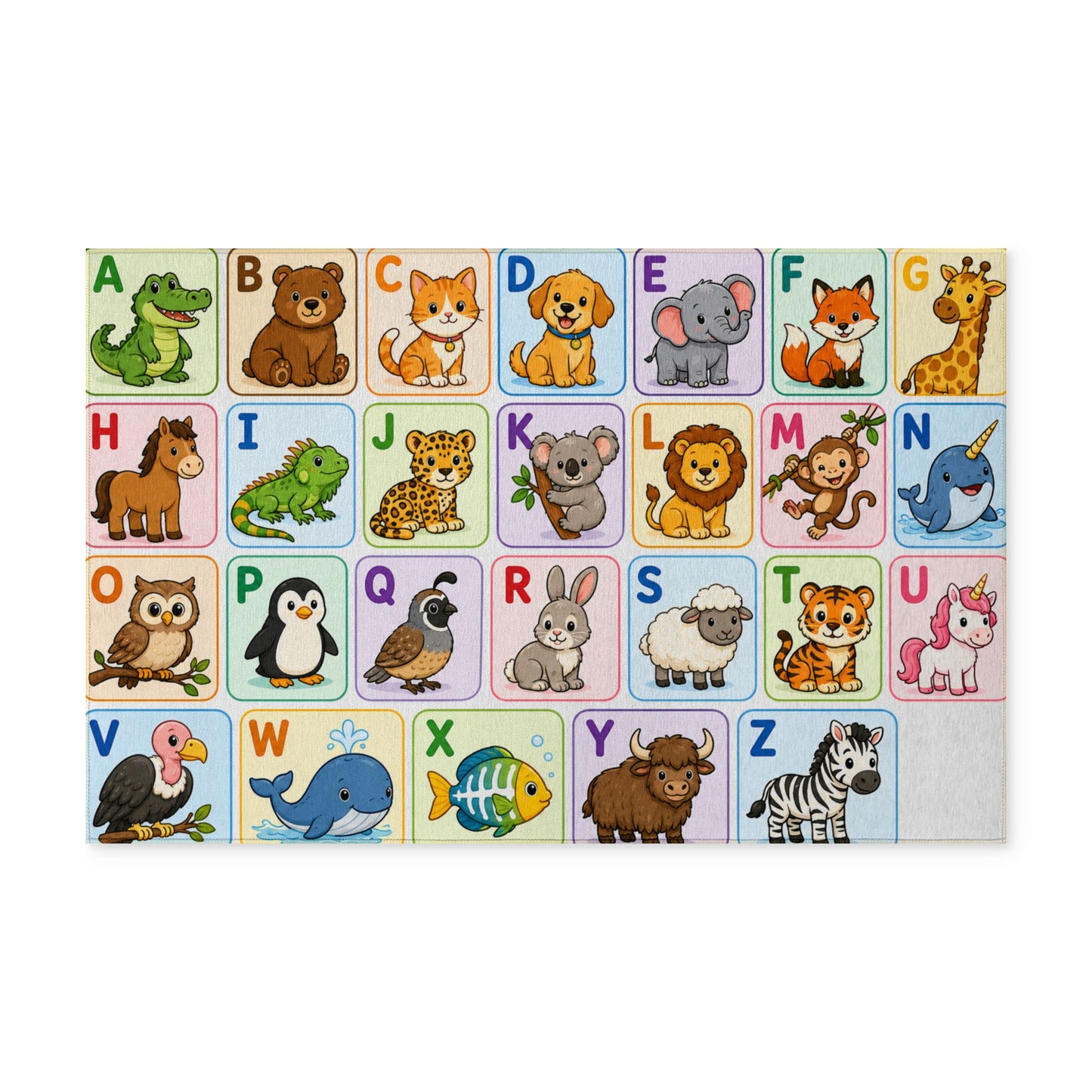 Alphabet Animal Playmat Washable Rug | Kids ABC Nursery Floor Mat