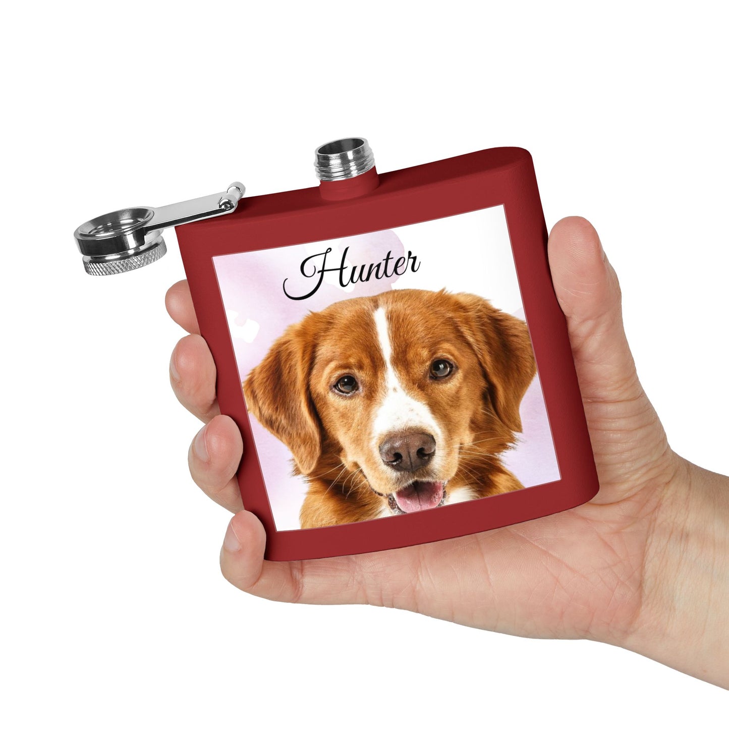 Personalized Dog Photo Flask stainless steel 6oz | Custom Pet Name
