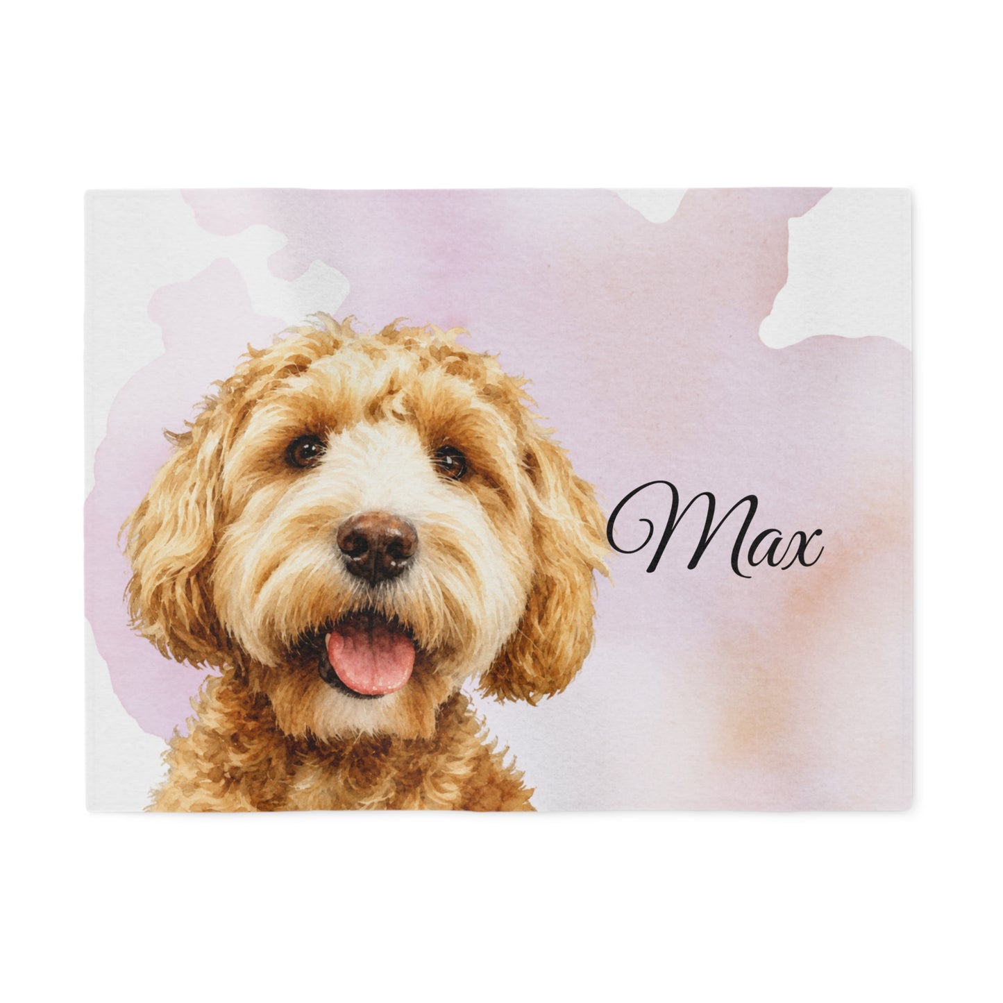 Personalized Dog Portrait Blanket | Watercolor Background, Pet Name