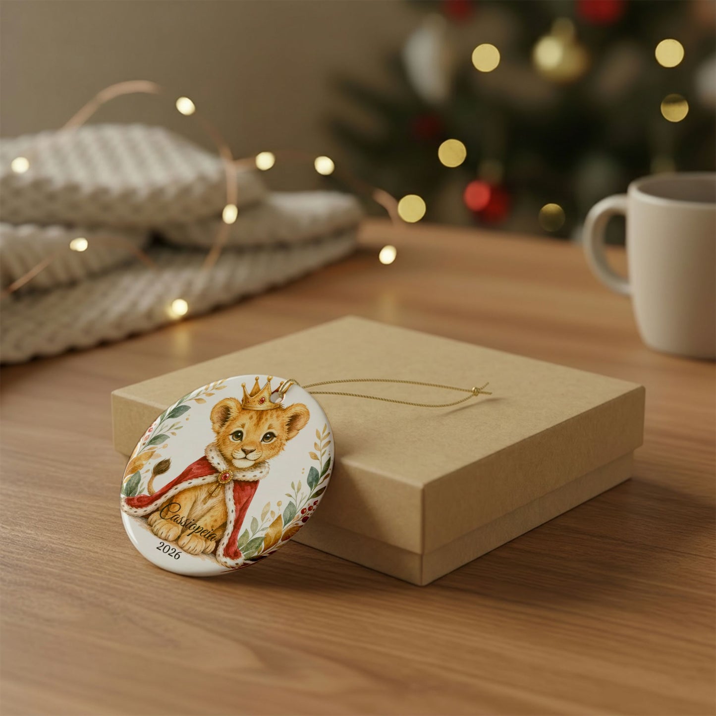 Baby Boy First Christmas Ornament Personalized, Lion Cub Crown Keepsake with Name, Little Prince New Baby Gift 2026