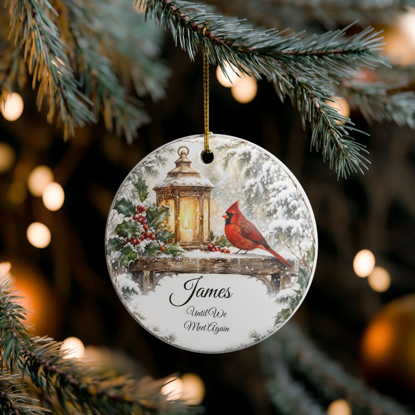 Christmas in Heaven Ornament Personalized, Memorial Lantern Keepsake with Name, First Christmas Without You Sympathy Gift