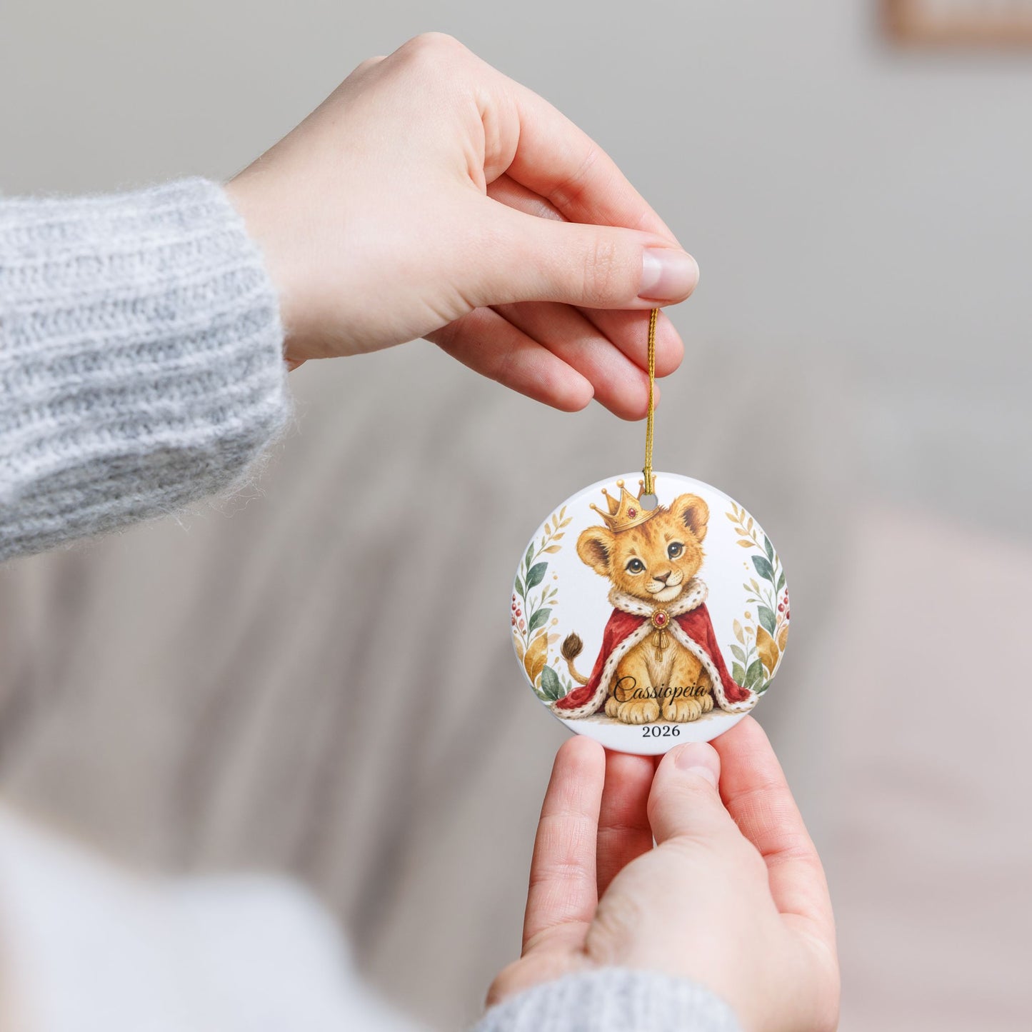 Baby Boy First Christmas Ornament Personalized, Lion Cub Crown Keepsake with Name, Little Prince New Baby Gift 2026