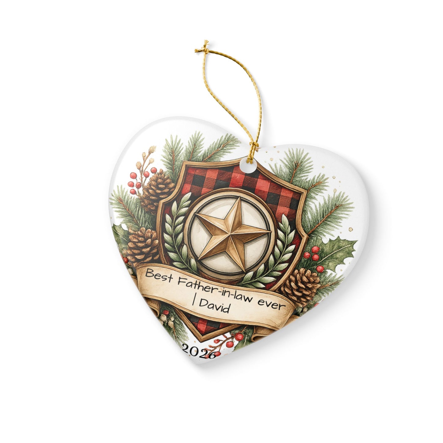 Best Father in Law Christmas Ornament Personalized, Ceramic Keepsake with Name, Gift from Son Daughter in Law 2026