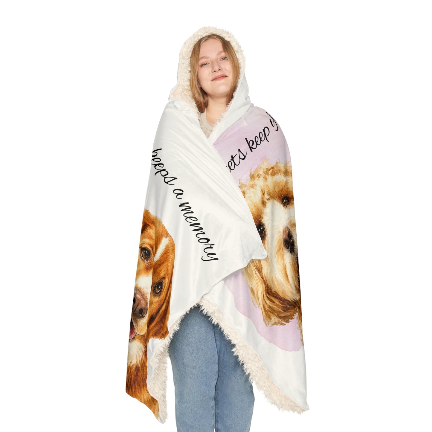 Custom Pet Portrait Hooded Blanket | Personalized Dog Photo Memorial Blanket