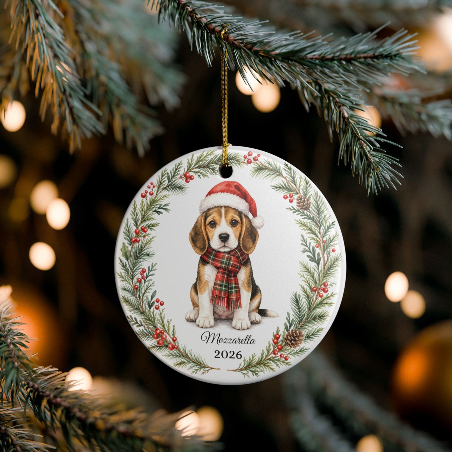 Beagle Ornament Personalized with Name, Beagle Christmas Ornament, Dog Mom Dad Gift, Beagle Lover Keepsake Gift 2026