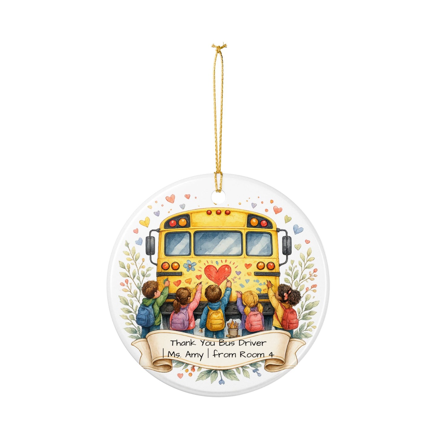 Bus Driver Gift from Student Ornament Personalized, Ceramic Keepsake with Name, Thank You Bus Driver Gift 2026