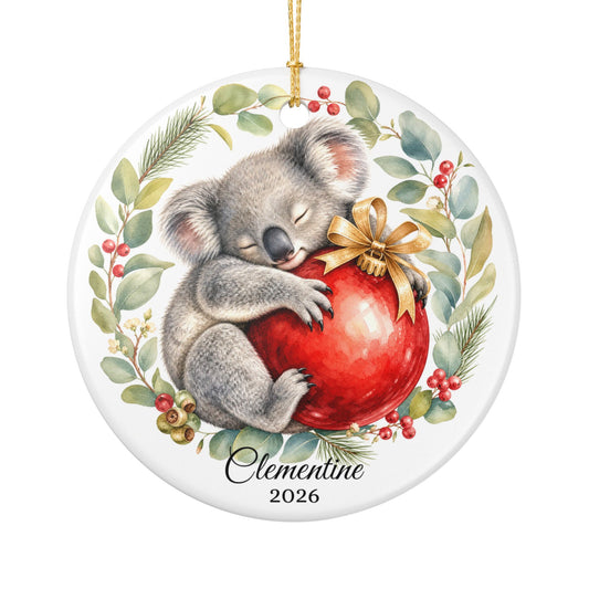 Baby First Christmas Ornament Personalized, Koala Keepsake with Name 2026, New Baby Gift, Cute Animal Nursery Ornament