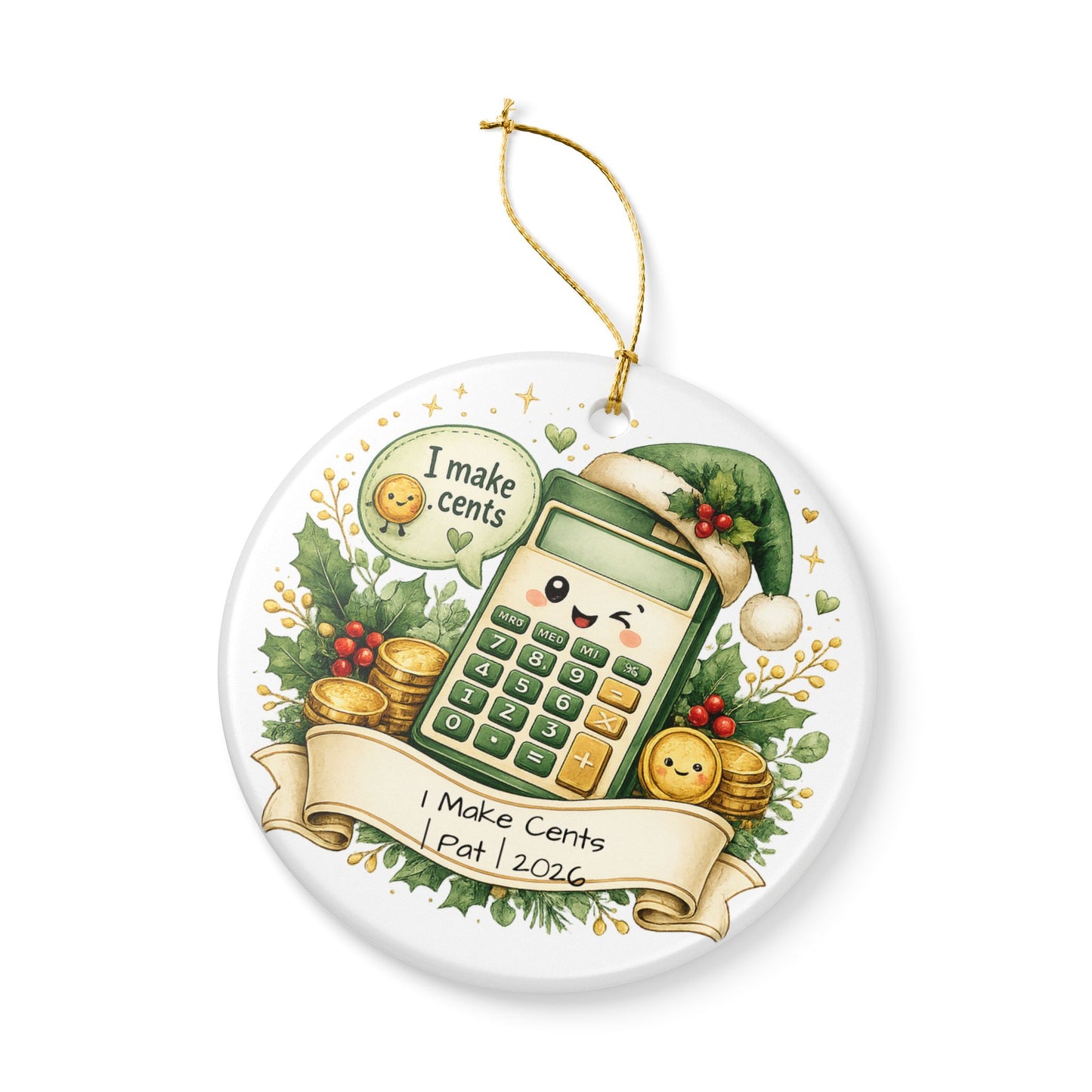 Funny Accountant Christmas Ornament Personalized with Name, Ceramic Keepsake, Accountant Pun Gift, CPA Funny Gift 2026