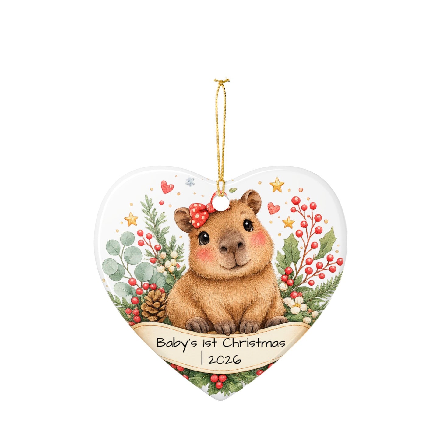Baby Capybara Christmas Ornament Personalized with Name, Cute Ceramic Keepsake, Kids Capybara Lover Gift 2026