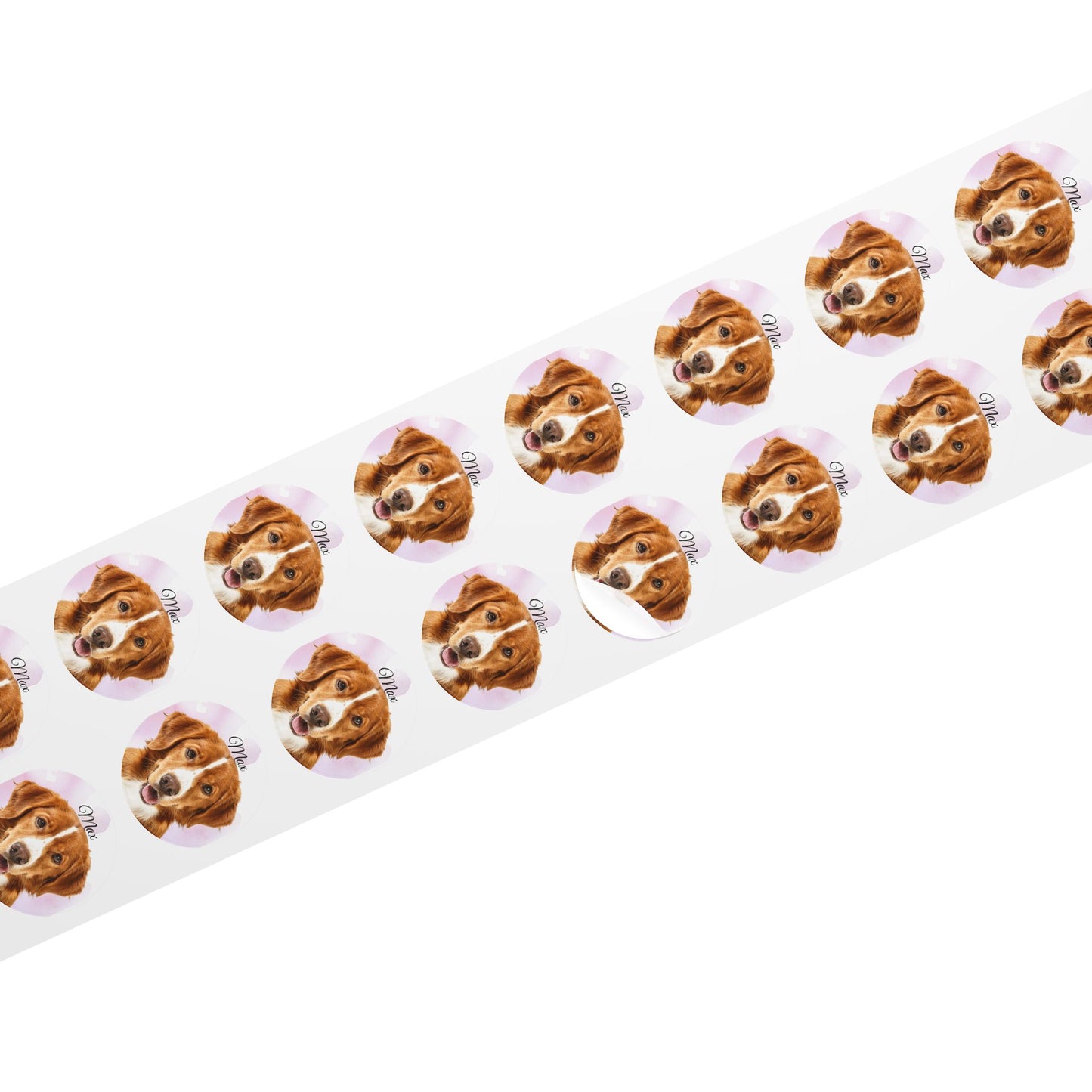Custom Dog Face Sticker Roll round sticker labels | Personalized Pet Name