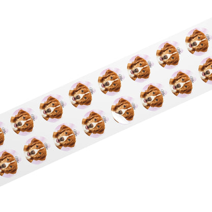 Custom Dog Face Sticker Roll round sticker labels | Personalized Pet Name