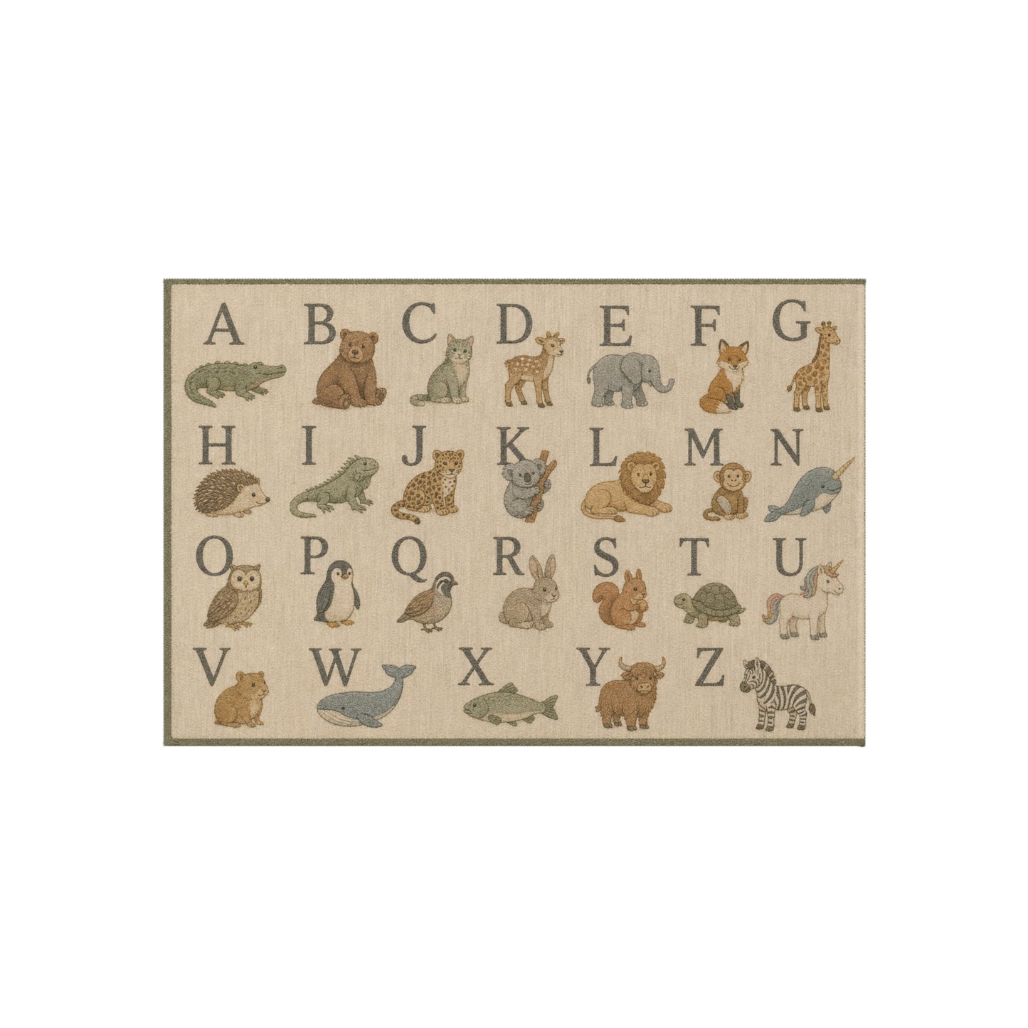 Alphabet Animals Outdoor Rug | ABC Kids Nursery Playroom Mat