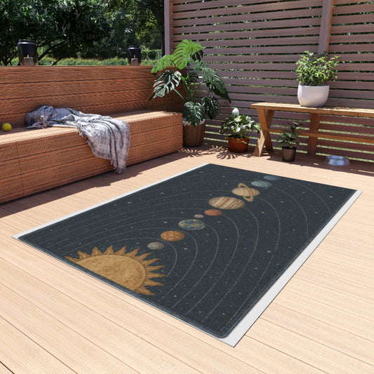 Solar System Planets Outdoor Rug | Celestial Orbit Patio Mat