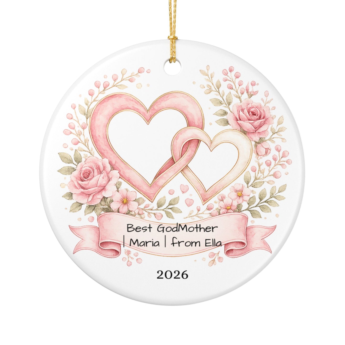 Godmother Christmas Ornament Personalized, Ceramic Keepsake with Name, Gift for Godmother from Godchild 2026
