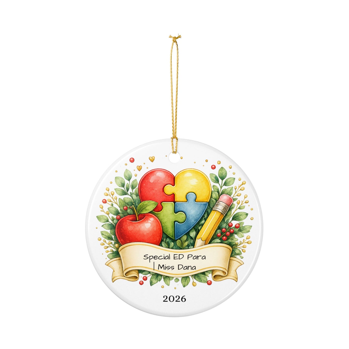Special Education Para Christmas Ornament Personalized, Ceramic Keepsake with Name, Sped Para Appreciation Gift 2026
