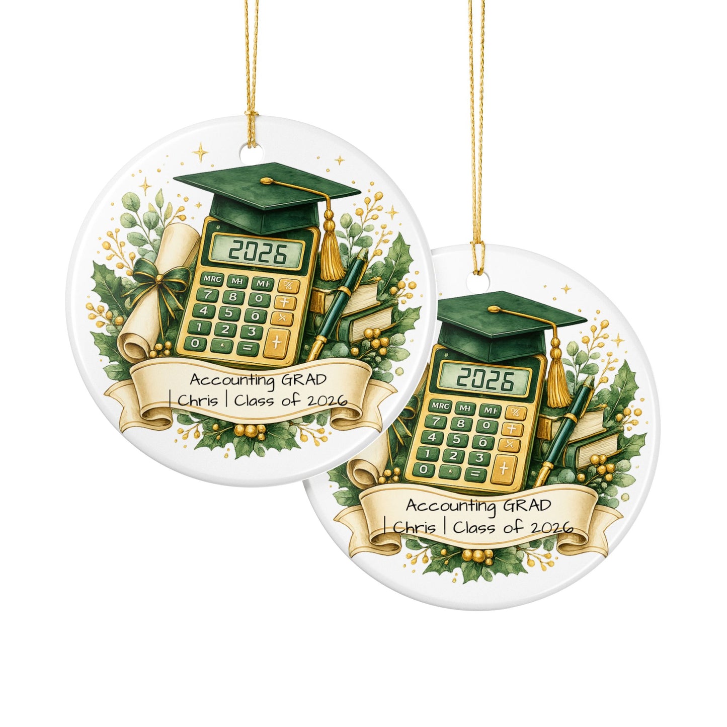 Accounting Graduate Ornament 2026 Personalized, Ceramic Keepsake with Name, Accounting Grad Gift, Future CPA Gift