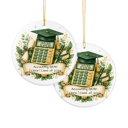 Accounting Graduate Ornament 2026 Personalized, Ceramic Keepsake with Name, Accounting Grad Gift, Future CPA Gift