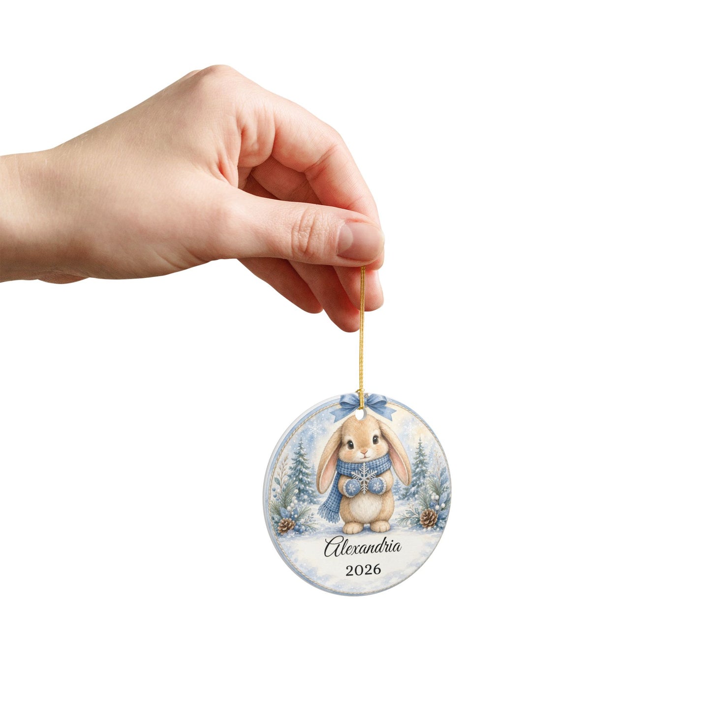 Baby Boy First Christmas Ornament Personalized, Blue Bunny Keepsake with Name 2026, New Baby Boy Gift, Grandson Ornament