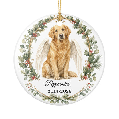 Dog Memorial Ornament Personalized with Name, Dog Angel Wings Remembrance Keepsake, Pet Loss Sympathy Gift Christmas