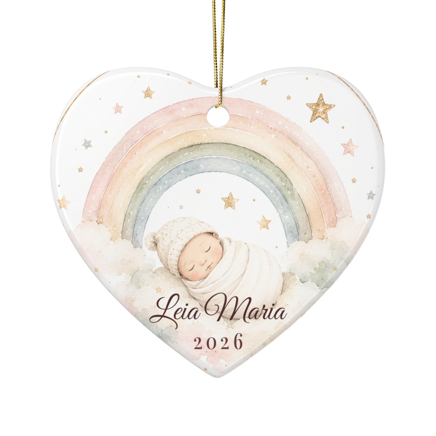 Personalized Baby Rainbow Ornament | Ceramic Ornament