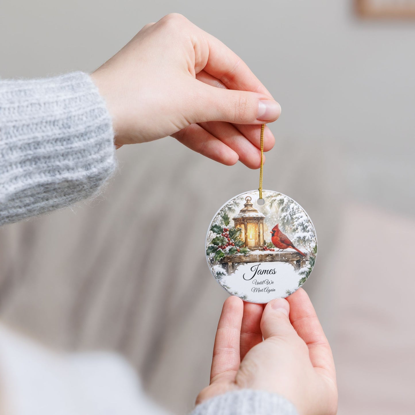 Christmas in Heaven Ornament Personalized, Memorial Lantern Keepsake with Name, First Christmas Without You Sympathy Gift