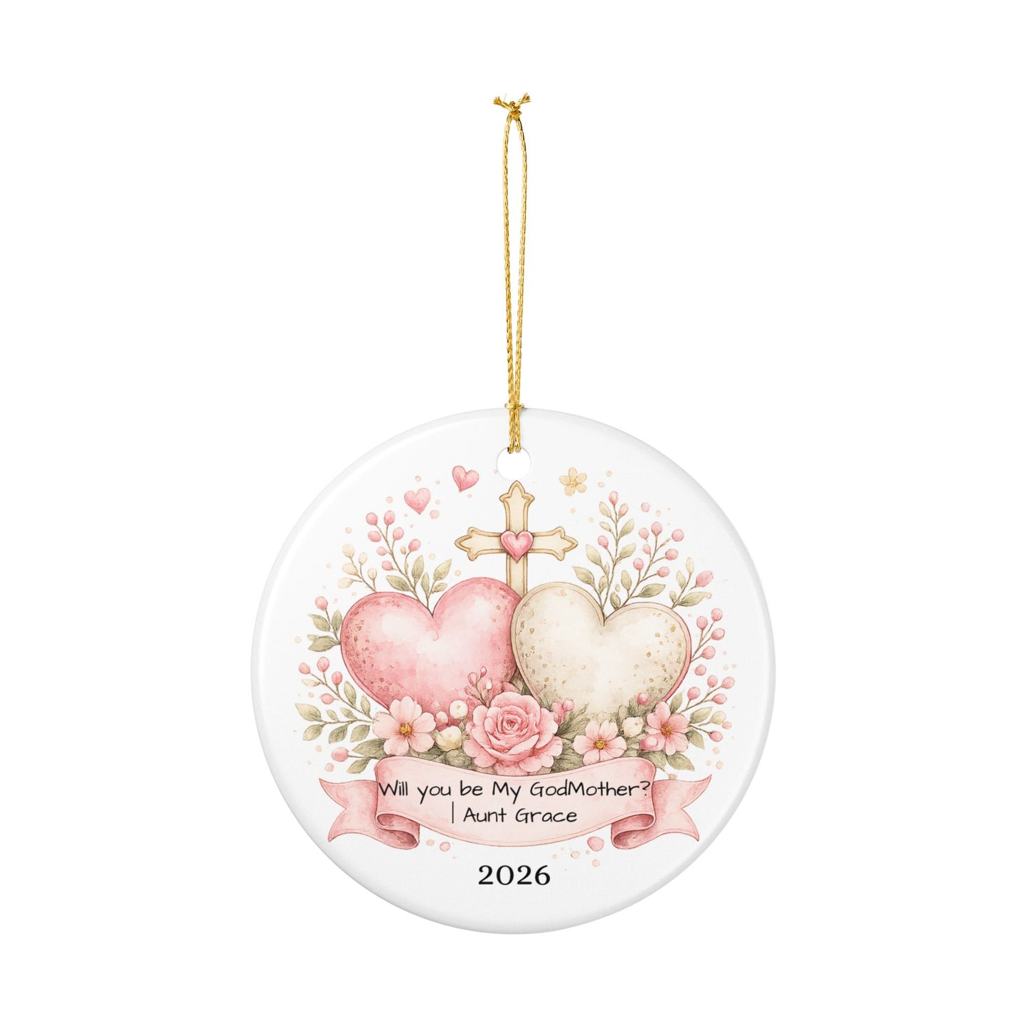 Will You Be My Godmother Ornament Personalized, Ceramic Proposal Keepsake with Name, Godmother Proposal Gift 2026