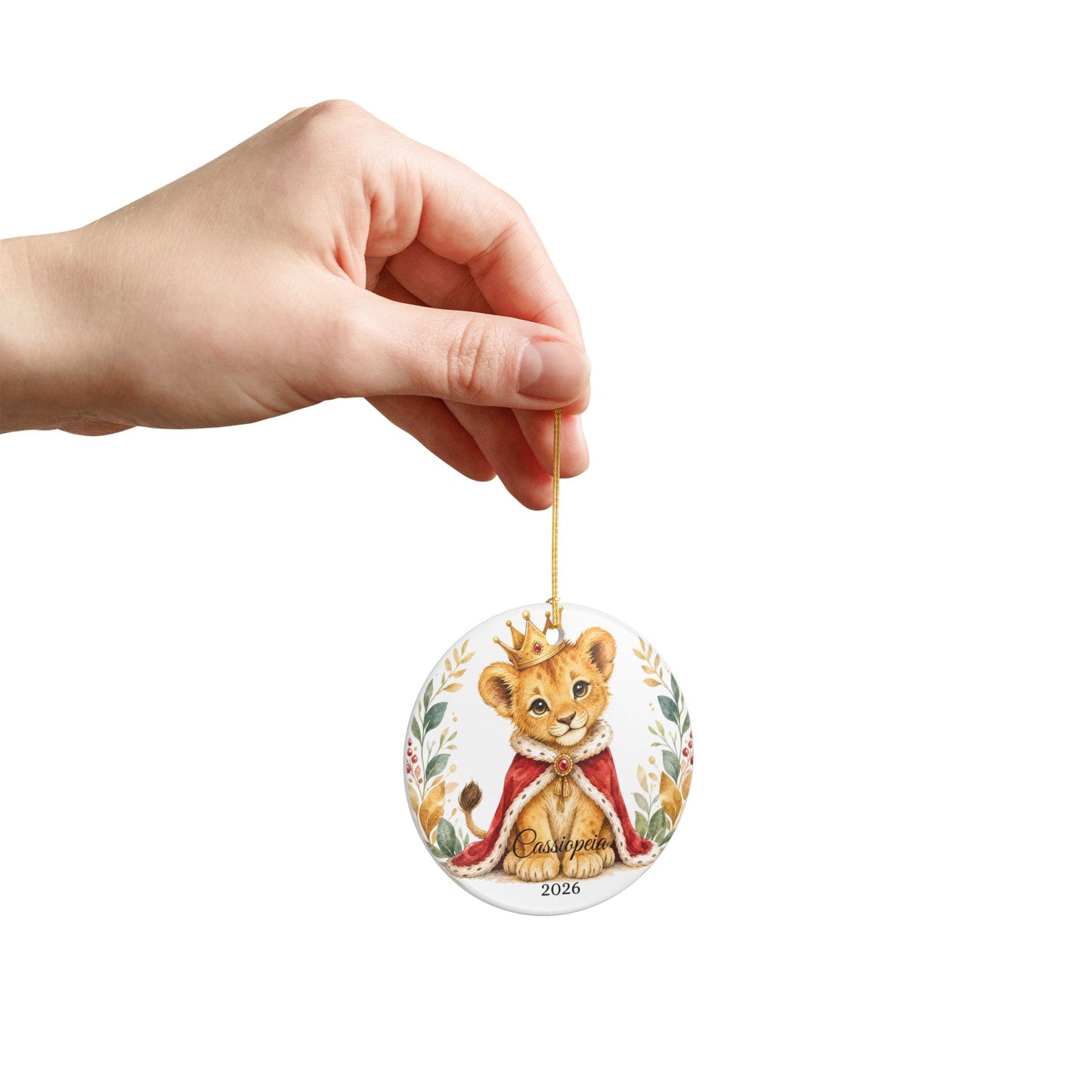 Baby Boy First Christmas Ornament Personalized, Lion Cub Crown Keepsake with Name, Little Prince New Baby Gift 2026