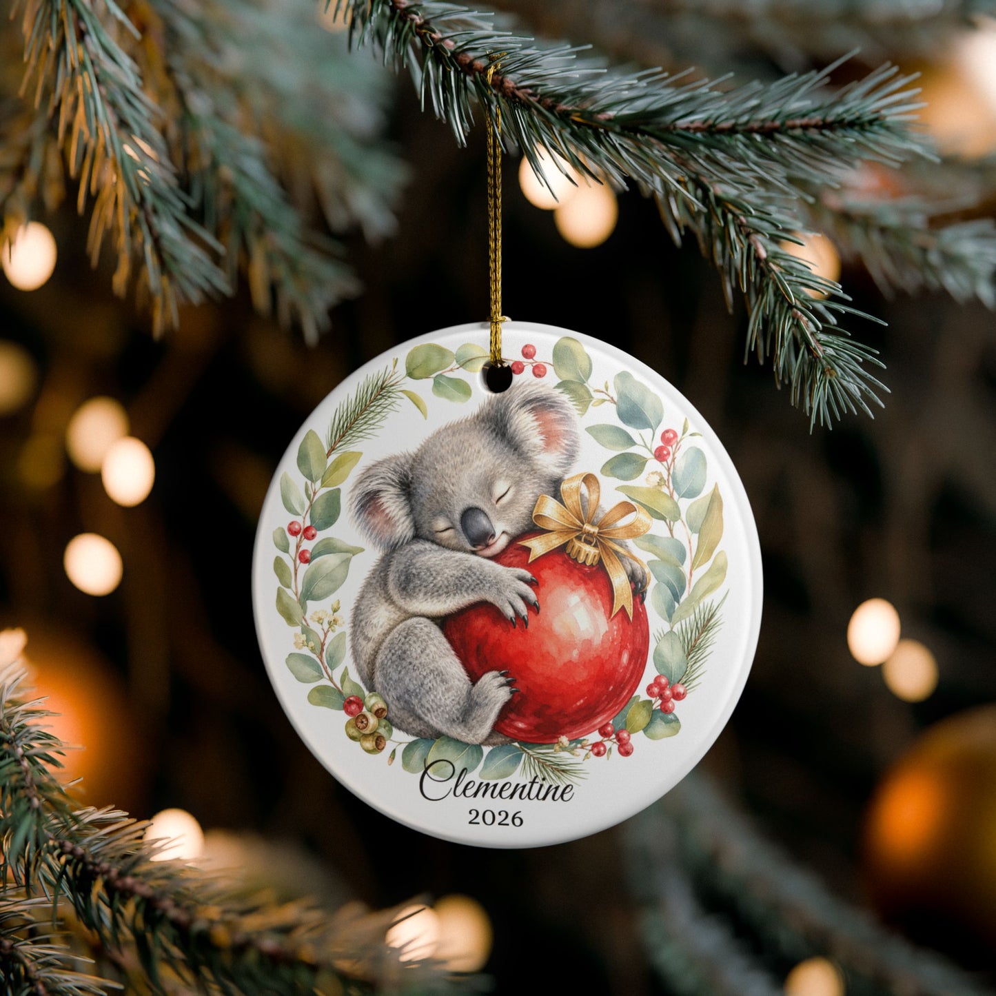 Baby First Christmas Ornament Personalized, Koala Keepsake with Name 2026, New Baby Gift, Cute Animal Nursery Ornament