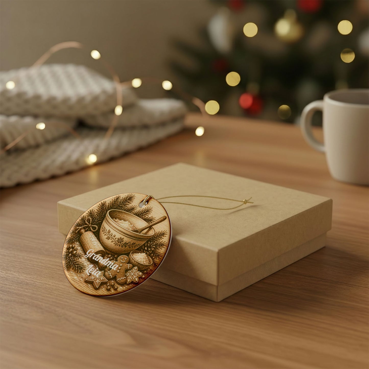 Baking Bowl Gingerbread Heart Ornament | Ceramic Ornament