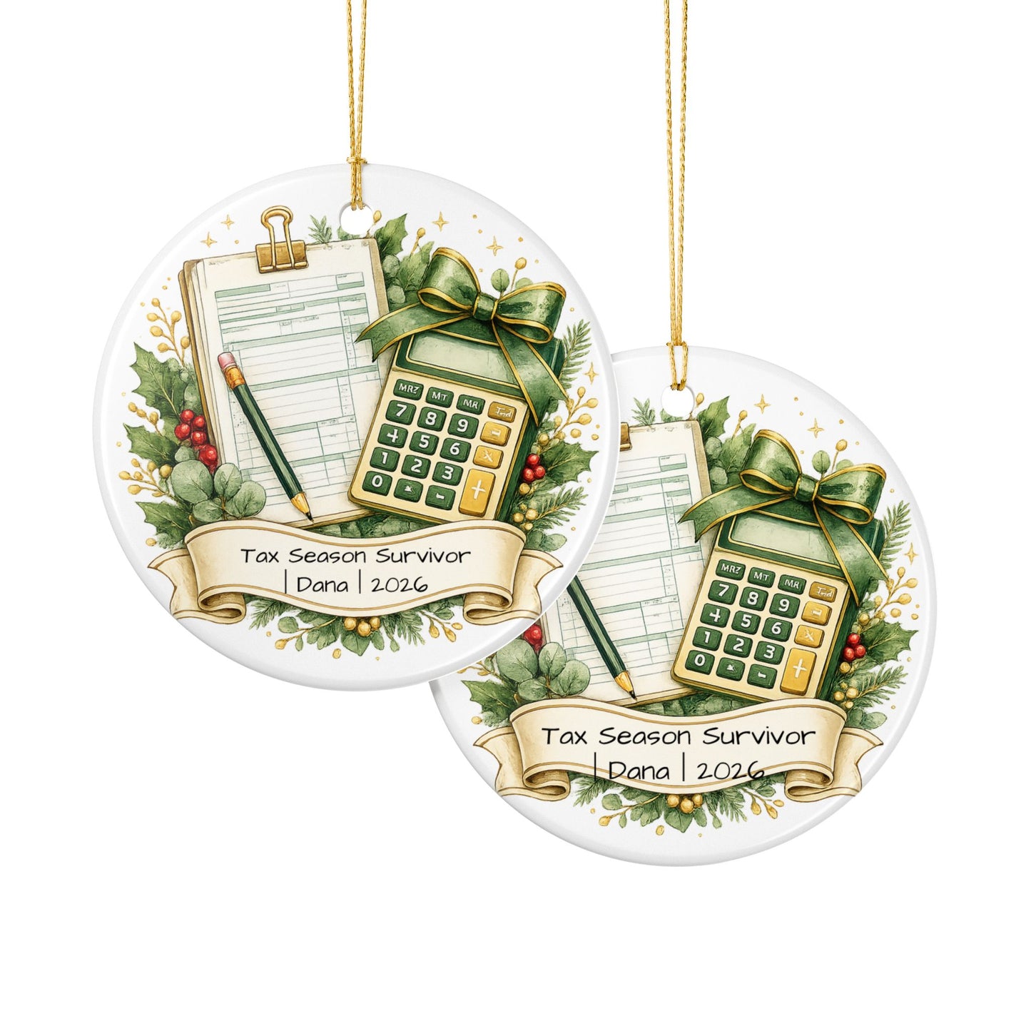 Tax Preparer Christmas Ornament Personalized with Name, Ceramic Keepsake, Tax Season Gift, Accountant Funny Gift 2026