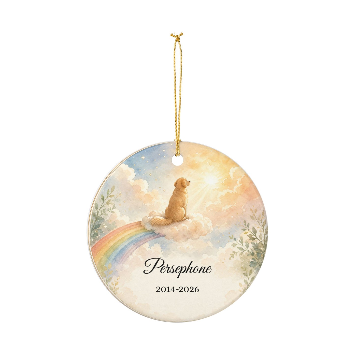 Pet Memorial Ornament Personalized, Rainbow Bridge Dog Remembrance Keepsake with Name, Loss of Dog Sympathy Gift